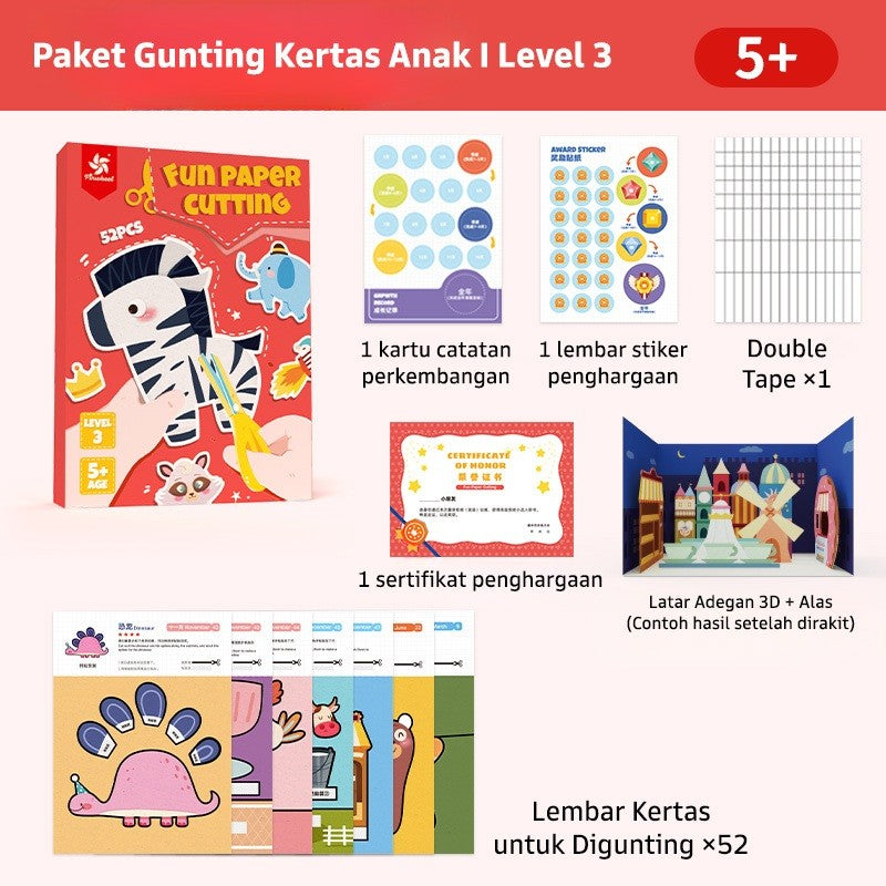 Pinwheel Fun Paper Cutting Mainan DIY Edukasi Gunting Kertas Anak 3 Tahun Ke Atas Latihan Motorik