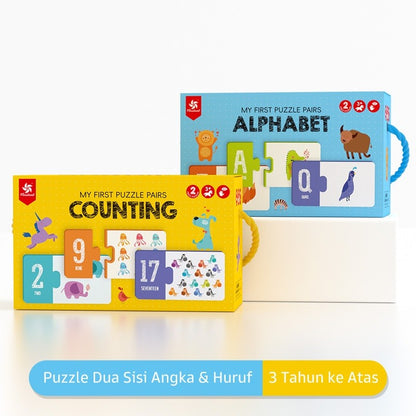 Pinwheel My First Puzzle Pairs Mainan Edukatif Dua Sisi Belajar Huruf Angka Bahasa Inggris Hewan