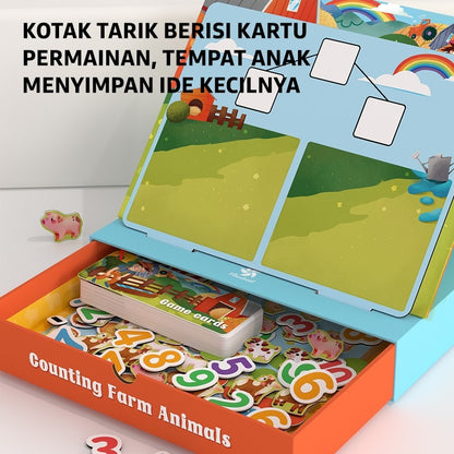 Pinwheel Menghitung Hewan Ternak 3in1 Mainan Edukasi Matematika Magnetik Anak Usia 3 Hingga 6 Tahun