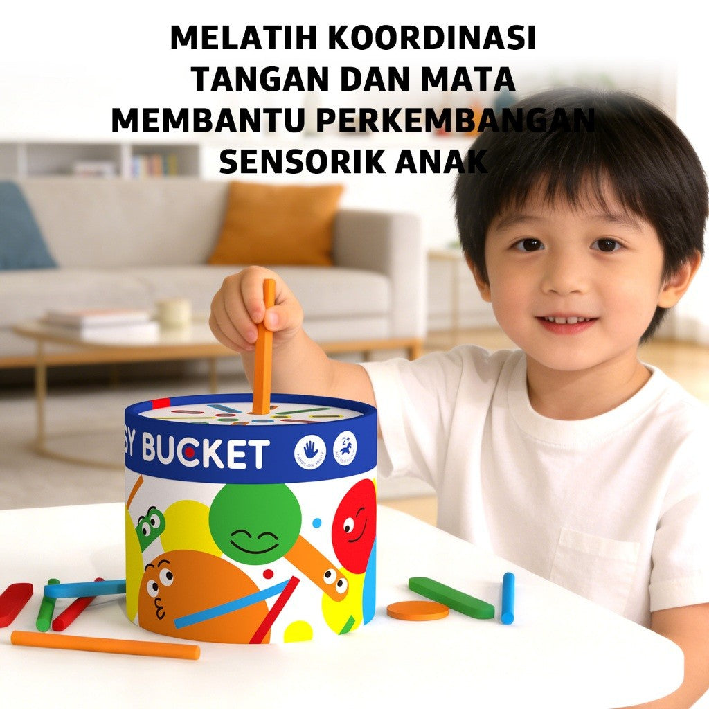 Pinwheel Busy Bucket Ember Sibuk Kayu Sensori Mainan Edukasi Latih Gerakan Halus Anak 2 Tahun