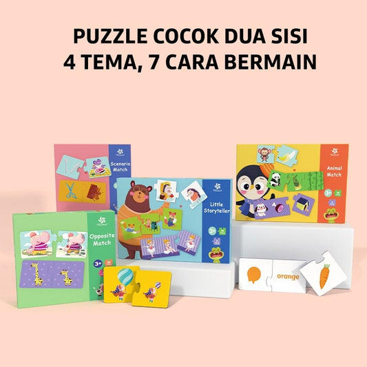 Pinwheel Educational Matching Puzzle Latih Pengenalan Hewan Lawan Kata Motorik Halus 3 Tahun Ke Atas