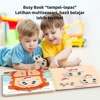 Pinwheel Busy Book Buku Aktivitas Anak 2 Tahun Montessori Mainan Edukasi Balita Velcro Set 1 Buku