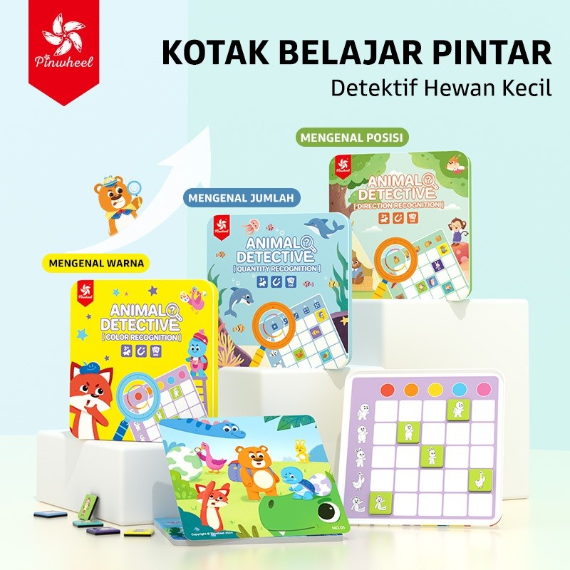 Pinwheel Animal Detective Mainan Edukatif Magnetik Latih Logika Kognisi Anak Usia 3 Tahun Ke Atas