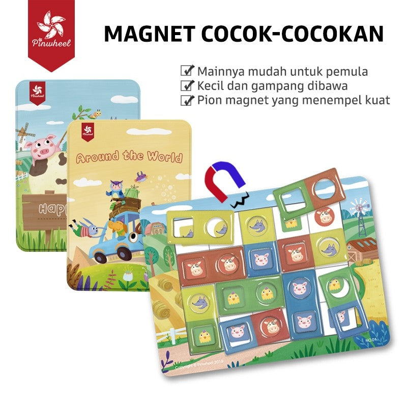 Pinwheel Magnet Cocok Cocokan Around the World Mainan Edukasi Latih Wawasan Anak TK 3 Hingga 6 Tahun