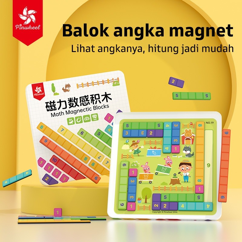 Pinwheel Math Magnetic Blocks Edukasi Latih Matematika Logika Angka Konsentrasi 3 Tahun Ke Atas