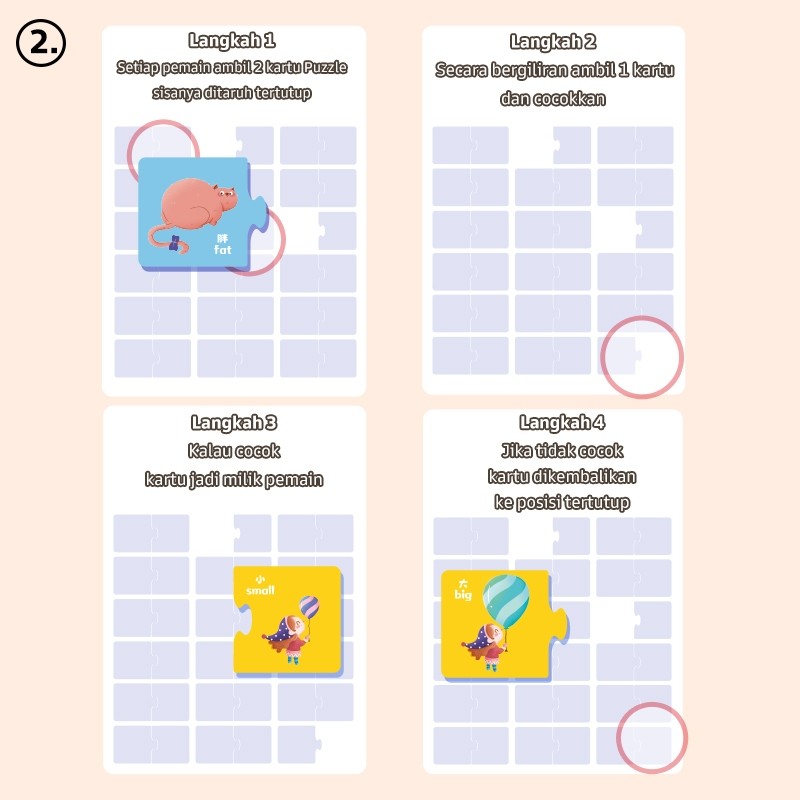 Pinwheel Educational Matching Puzzle Latih Pengenalan Hewan Lawan Kata Motorik Halus 3 Tahun Ke Atas