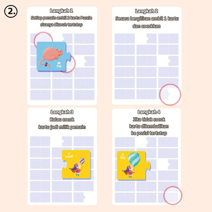 Pinwheel Educational Matching Puzzle Latih Pengenalan Hewan Lawan Kata Motorik Halus 3 Tahun Ke Atas