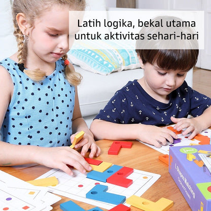 Pinwheel Mainan Edukasi Bentuk L Kayu Latih Logika Penalaran Geometri Teka-Teki Anak 4 Tahun Ke Atas
