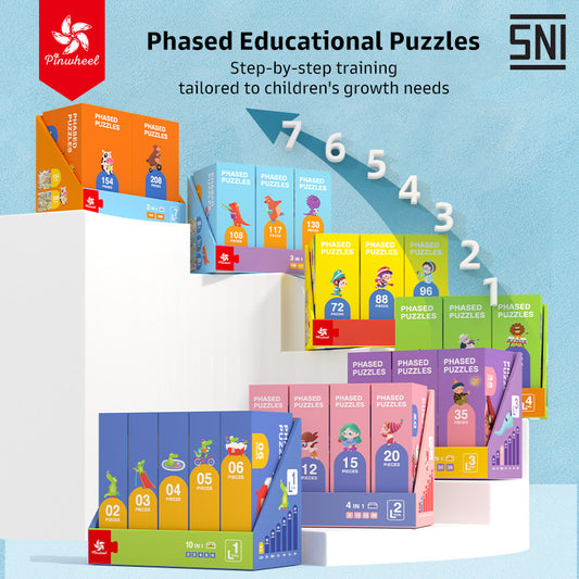 Pinwheel Phased Puzzle Anak Bertingkat Edukasi Melatih Fokus Motorik Halus Usia 1.5 Tahun Ke Atas