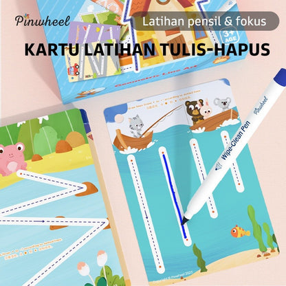 Pinwheel PenPal Kartu Latihan Kontrol Pena Bisa Dihapus Mainan Edukasi Preschool Anak 3 Tahun