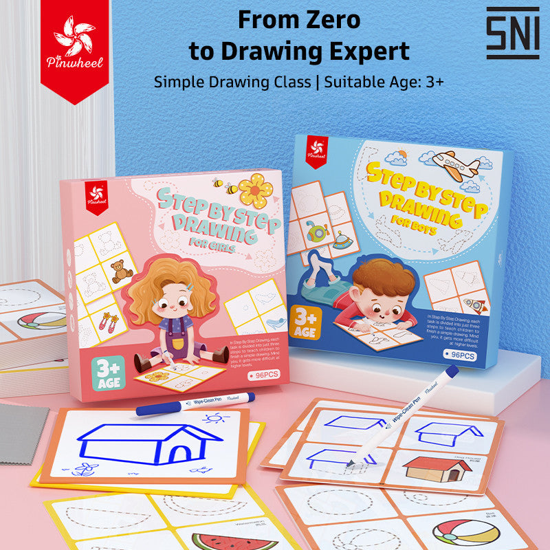 Pinwheel Step by Step Drawing Mainan Edukasi Belajar Menggambar Anak Papan Lukis 3 Tahun Ke Atas