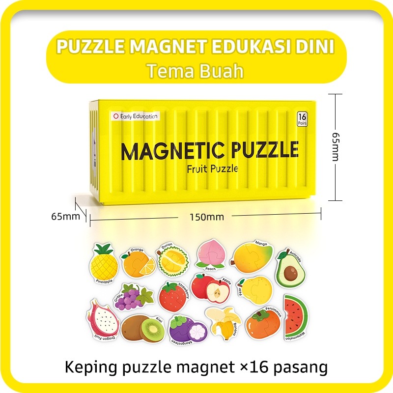 Pinwheel Magnetic Puzzle Mainan Edukasi Magnet Kotak Kontainer Anak 3 Tahun Ke Atas Tema Hewan Buah