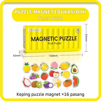 Pinwheel Magnetic Puzzle Mainan Edukasi Magnet Kotak Kontainer Anak 3 Tahun Ke Atas Tema Hewan Buah