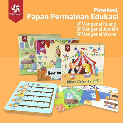 Pinwheel Mainan Edukasi Papan Kayu Seri Hewan Latih Warna Angka Logika Motorik Halus 3 Tahun Ke Atas