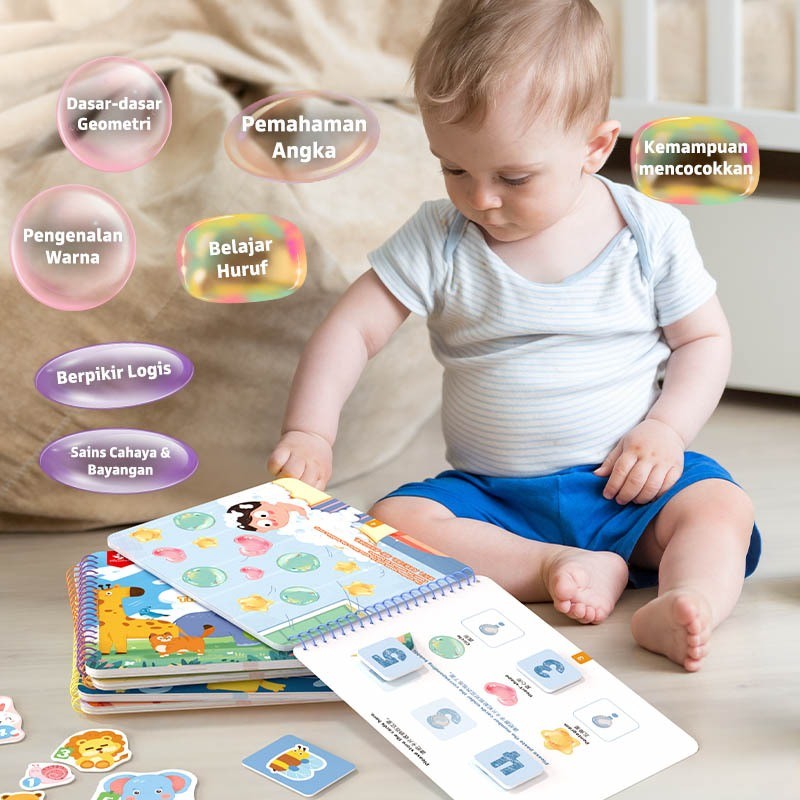 Pinwheel Busy Book Buku Aktivitas Anak 2 Tahun Montessori Mainan Edukasi Balita Velcro Set 1 Buku