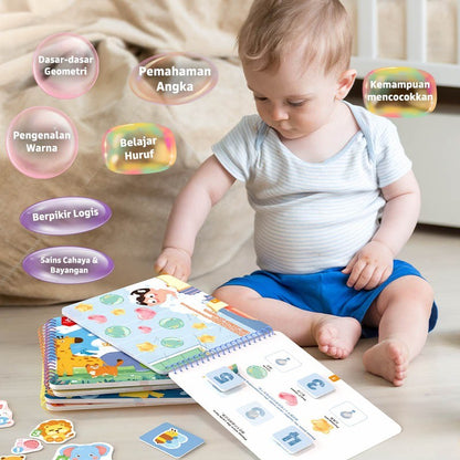 Pinwheel Busy Book Buku Aktivitas Anak 2 Tahun Montessori Mainan Edukasi Balita Velcro Set 1 Buku