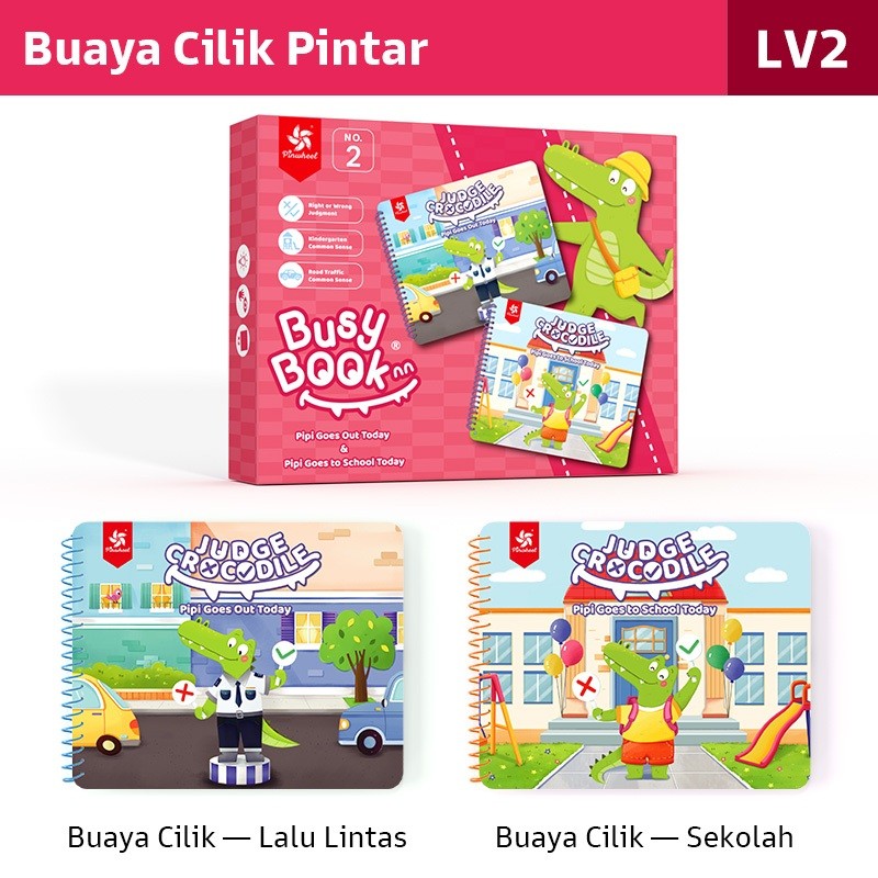 Pinwheel Busy Book Buku Aktivitas Perilaku Anak Montessori Mainan Edukasi Balita Velcro Set 2 Buku
