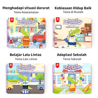 Pinwheel Busy Book Buku Aktivitas Perilaku Anak Montessori Mainan Edukasi Balita Velcro Set 2 Buku