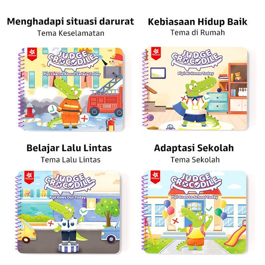 Pinwheel Busy Book Buku Aktivitas Perilaku Anak Montessori Mainan Edukasi Balita Velcro Set 2 Buku