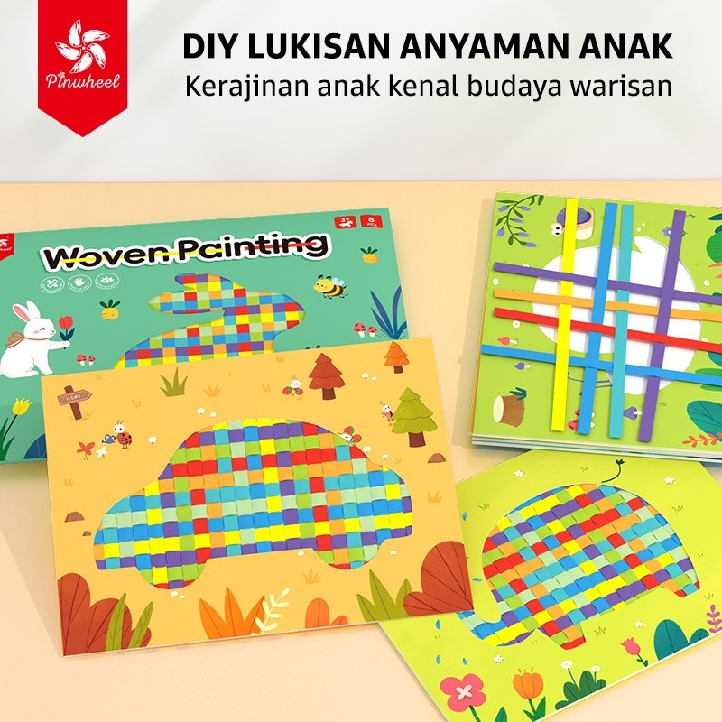 Pinwheel Weaving Craft Art Kerajinan Anyaman Tangan DIY Mainan Edukasi Kreativitas Anak 3 Tahun