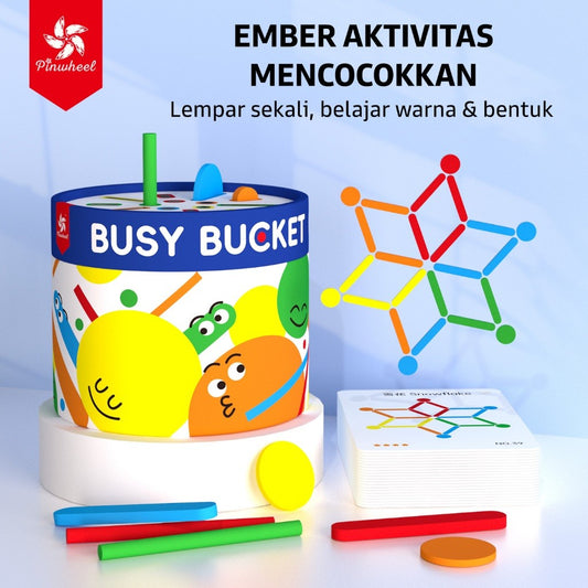 Pinwheel Busy Bucket Ember Sibuk Kayu Sensori Mainan Edukasi Latih Gerakan Halus Anak 2 Tahun
