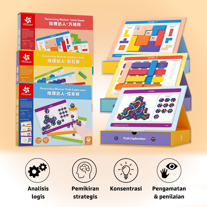 Pinwheel Reasoning Master Mainan Logika Penalaran Spasial Latih Konsentrasi Anak Usia 4 Tahun