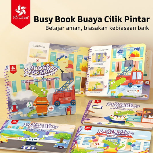 Pinwheel Busy Book Buku Aktivitas Perilaku Anak Montessori Mainan Edukasi Balita Velcro Set 2 Buku
