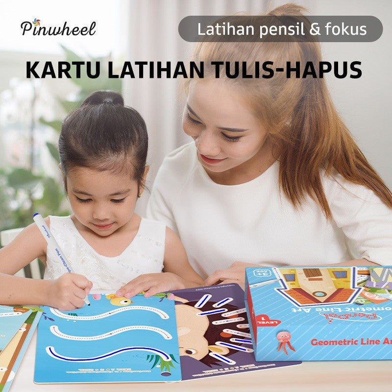 Pinwheel PenPal Kartu Latihan Kontrol Pena Bisa Dihapus Mainan Edukasi Preschool Anak 3 Tahun