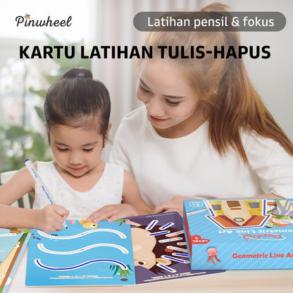 Pinwheel PenPal Kartu Latihan Kontrol Pena Bisa Dihapus Mainan Edukasi Preschool Anak 3 Tahun