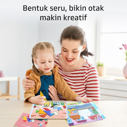 Pinwheel Magical Tangram Papan Tangram Magnetik Mainan Edukatif Anak 3 Tahun Latihan Kreativitas
