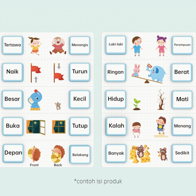 Pinwheel Busy Card Kartu Edukasi Lawan Kata Perekat Velcro Mainan Interaktif Latih Kosakata Anak 3