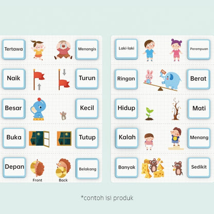 Pinwheel Busy Card Kartu Edukasi Lawan Kata Perekat Velcro Mainan Interaktif Latih Kosakata Anak 3