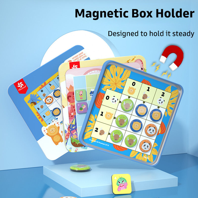 Pinwheel Sudoku Logic Game Mini Mainan Edukatif Magnetik Tema Hewan Latih Logika Fokus Anak 3 Tahun