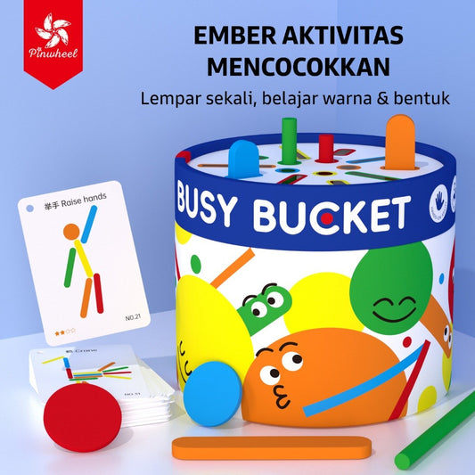 Pinwheel Busy Bucket Ember Sibuk Kayu Sensori Mainan Edukasi Latih Gerakan Halus Anak 2 Tahun