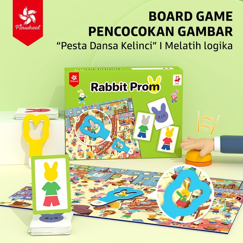 Pinwheel Permainan Papan Pesta Dansa Kelinci Edukasi Logika Observasi Anak Usia 3 Tahun Ke Atas