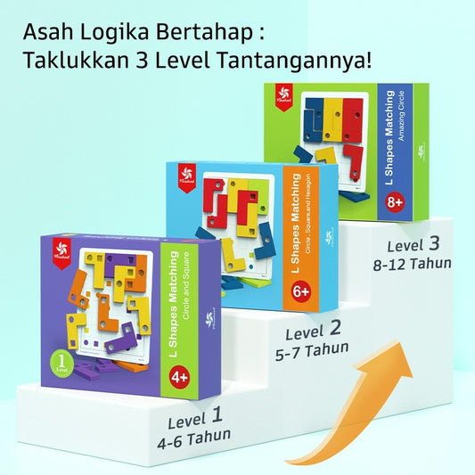 Pinwheel Mainan Edukasi Bentuk L Kayu Latih Logika Penalaran Geometri Teka-Teki Anak 4 Tahun Ke Atas