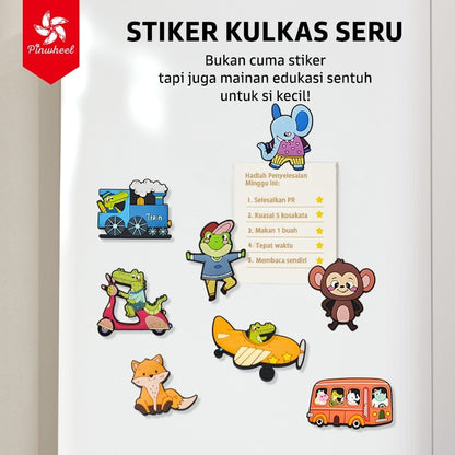 Pinwheel Fridge Magnet Kulkas 3D Sensori Binatang Kartun Transportasi Mainan Edukasi Anak Usia Dini