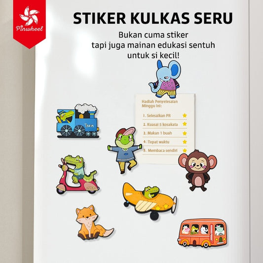Pinwheel Fridge Magnet Kulkas 3D Sensori Binatang Kartun Transportasi Mainan Edukasi Anak Usia Dini