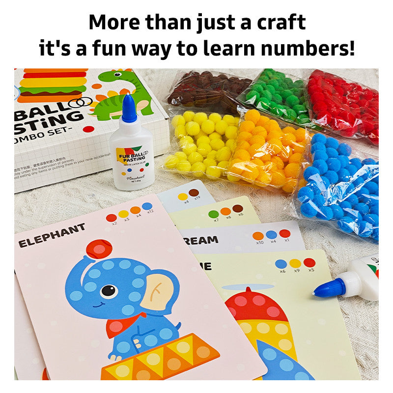 Pinwheel Fur Ball Sticking Art Mainan Edukasi Anak PomPom DIY Stiker Menempel Kreatif Usia 3 Tahun