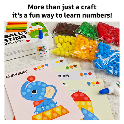 Pinwheel Fur Ball Sticking Art Mainan Edukasi Anak PomPom DIY Stiker Menempel Kreatif Usia 3 Tahun