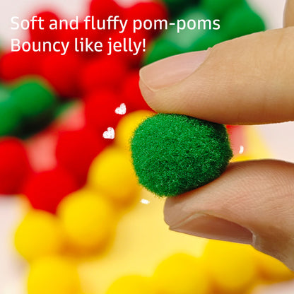 Pinwheel Fur Ball Sticking Art Mainan Edukasi Anak PomPom DIY Stiker Menempel Kreatif Usia 3 Tahun