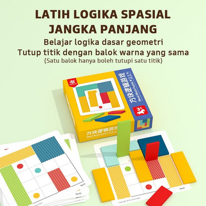 Pinwheel Wood Block Puzzle Mainan Edukasi Balok Kayu Permainan Logika Spasial Usia 3 Tahun Ke Atas