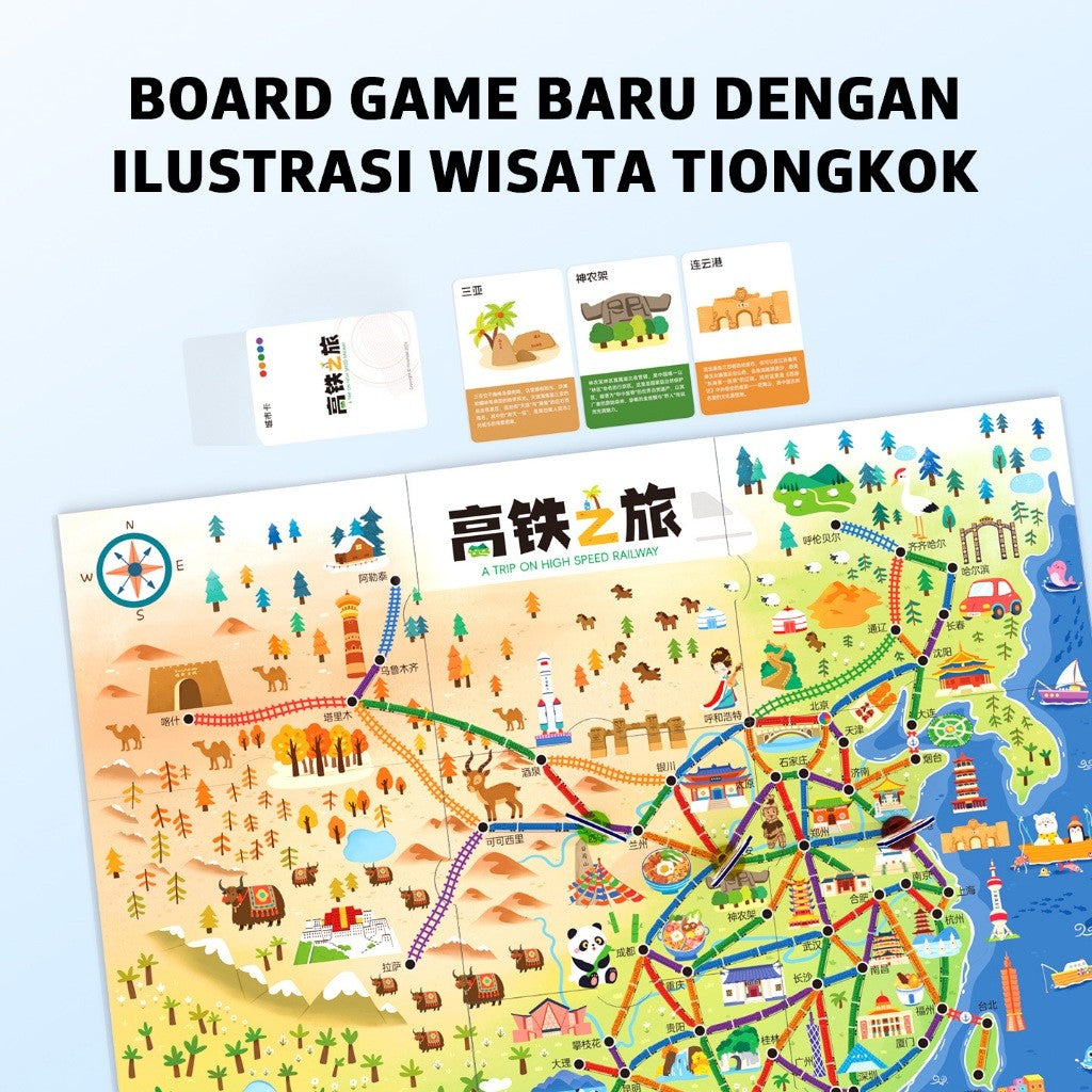Pinwheel High Speed Rail Trip Permainan Papan Kereta Cepat Mainan Edukasi Latih Logika Bersama
