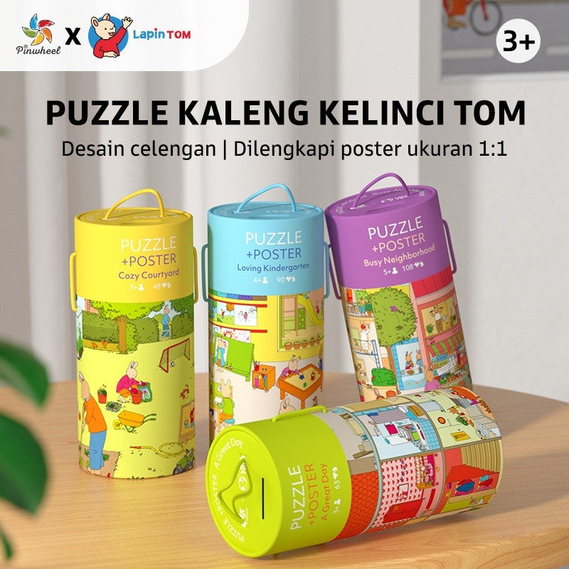 Pinwheel Tom Rabbit Puzzle Edukasi Anak Latih Fokus Motorik Halus Kreativitas Pengamatan 3 Tahun