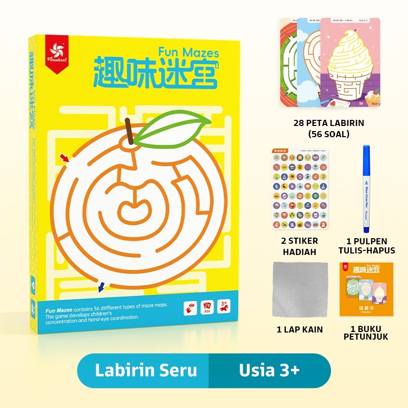 Pinwheel Fun Mazes Permainan Labirin Edukasi Anak Bisa Dihapus Usia 3 Tahun Ke Atas Latih Koordinasi