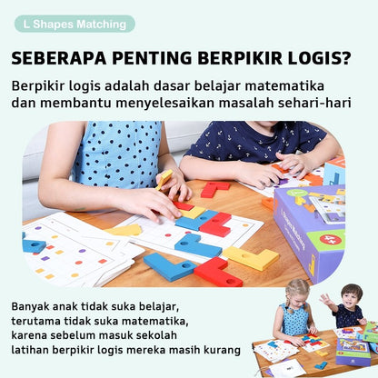 Pinwheel Mainan Edukasi Bentuk L Kayu Latih Logika Penalaran Geometri Teka-Teki Anak 4 Tahun Ke Atas