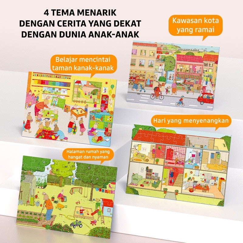 Pinwheel Tom Rabbit Puzzle Edukasi Anak Latih Fokus Motorik Halus Kreativitas Pengamatan 3 Tahun