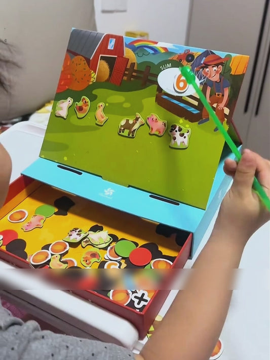 Pinwheel Menghitung Hewan Ternak 3in1 Mainan Edukasi Matematika Magnetik Anak Usia 3 Hingga 6 Tahun